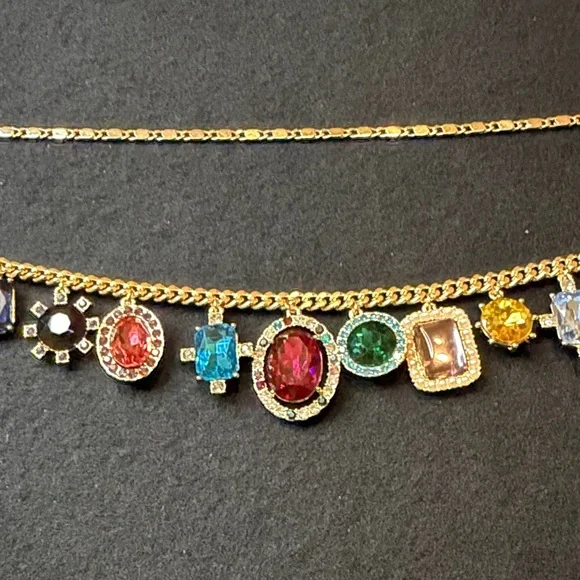 House of Harlow 1960 Gold Multicolor Gemstone Necklace